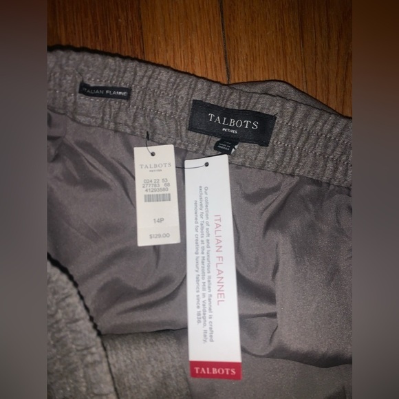 NWT Talbots Italian flannel pants size 14p beige wool career wear office fall - Picture 2 of 5